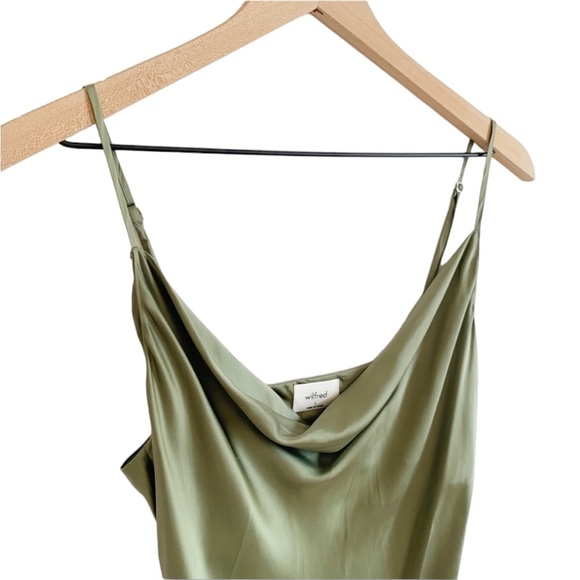 ARITZIA Wilfred Only Ruched Slip Dress Sage Frost Women’s Size Large - Picture 8 of 13